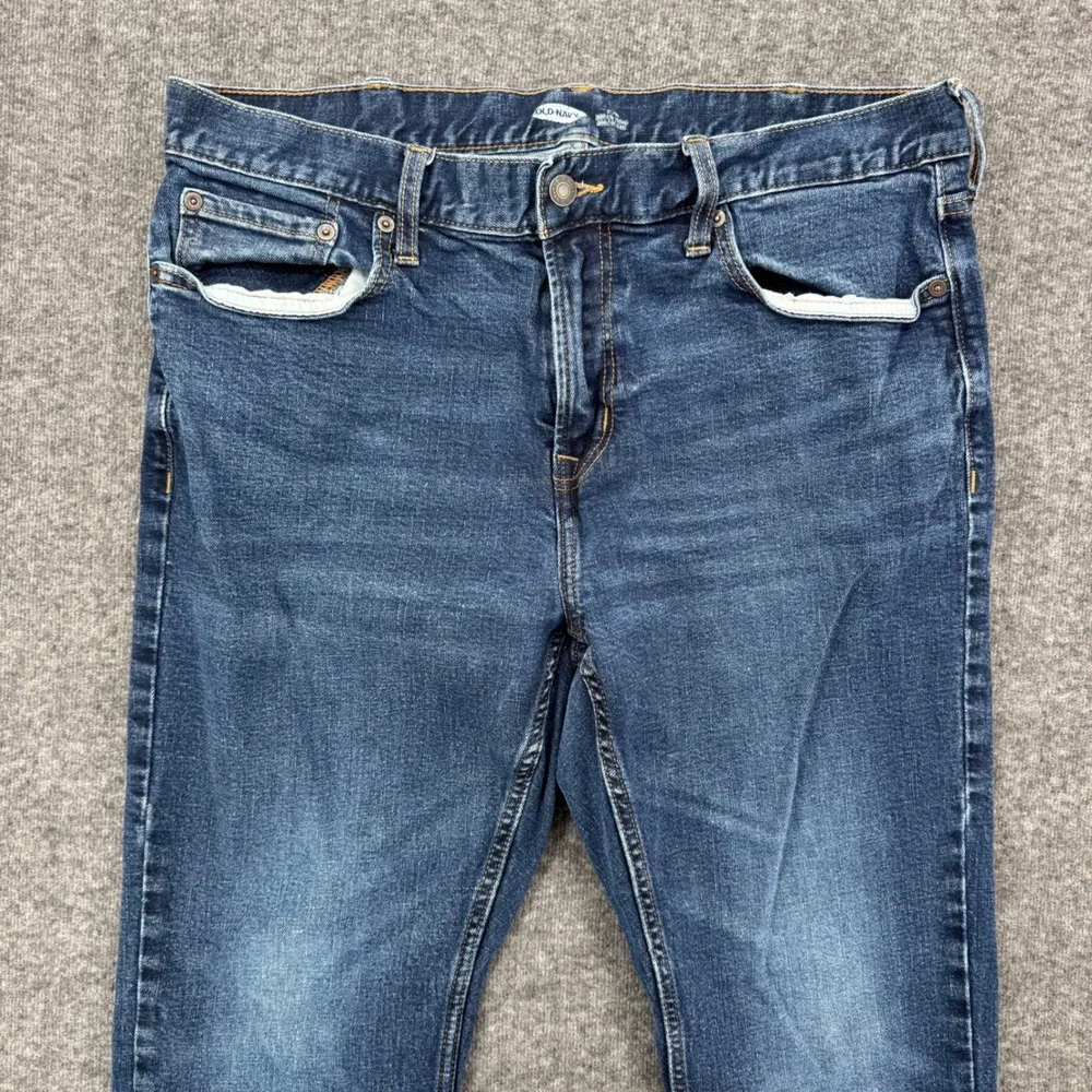 Old Navy Mens Slim Built-In Flex Jeans 38 Relaxed Dark Wash Denim Blue Pants